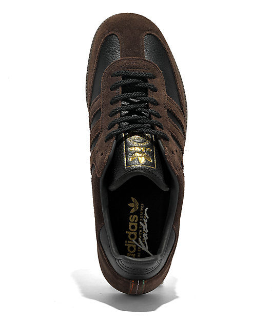 adidas Samba ADV x Kader Core Black, Brown & Gum Skate Shoes | Zumiez