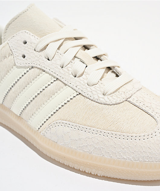 adidas Samba OG Pony Hair Off White & Crystal Linen Skate Shoes