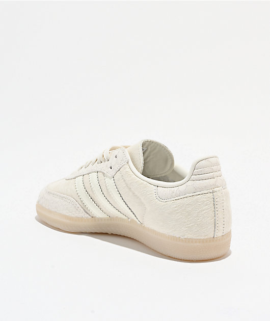 adidas Samba OG Pony Hair Off White & Crystal Linen Skate Shoes