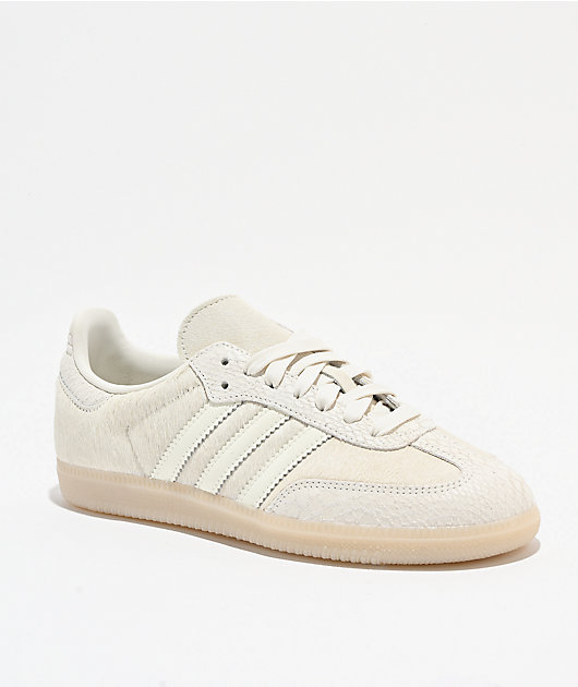 美品　 Samba OG 28 adidas Samba OG Pony Hair Off White & Crystal Linen Skate Shoes