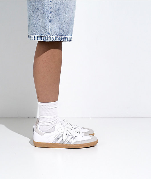 adidas Samba OG White & Silver Skate Shoes | Zumiez