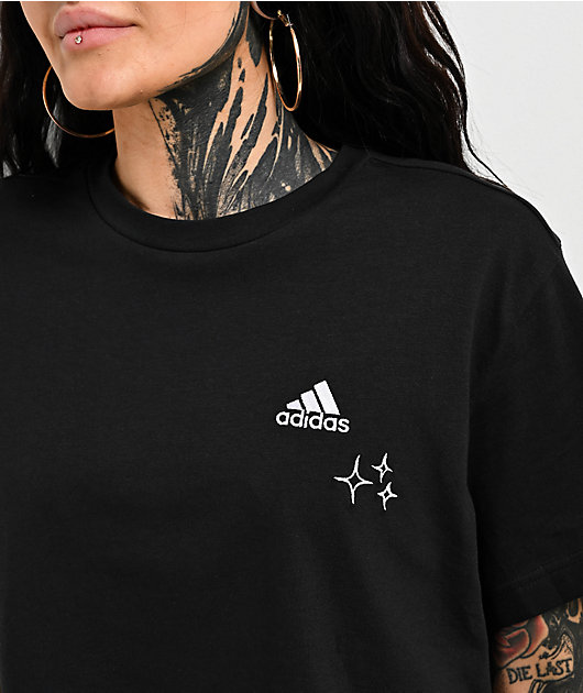 adidas Scribble Black Crop T-Shirt | Zumiez