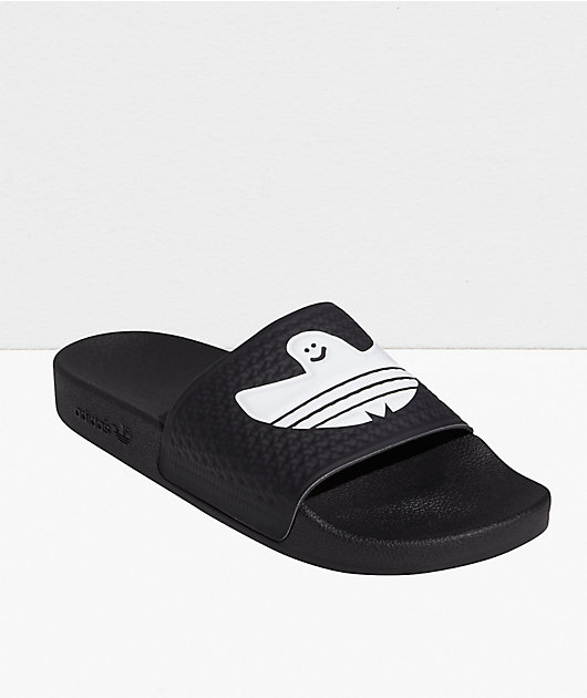 adidas Shmoofoil Black & White Slide Sandals | Zumiez display picture 3