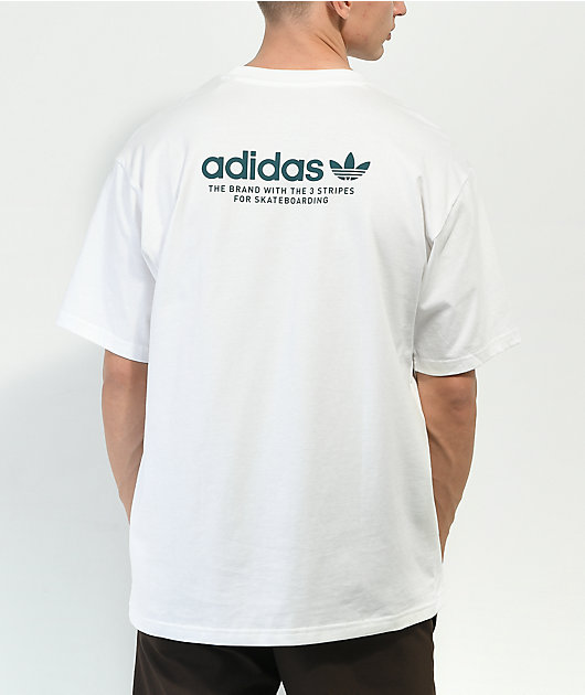 ★★Adairs★★ skate tee white IX9022 adidas Skate 4.0 Logo White T-Shirt | Zumiez