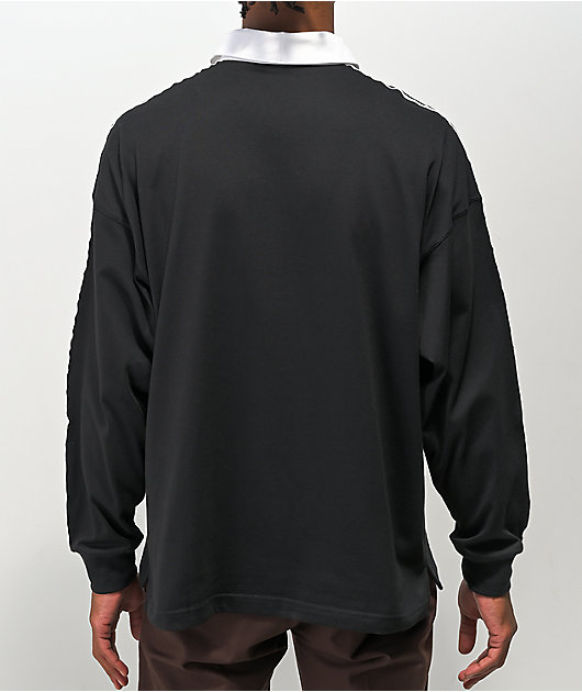 adidas Solid Black & White Rugby Shirt