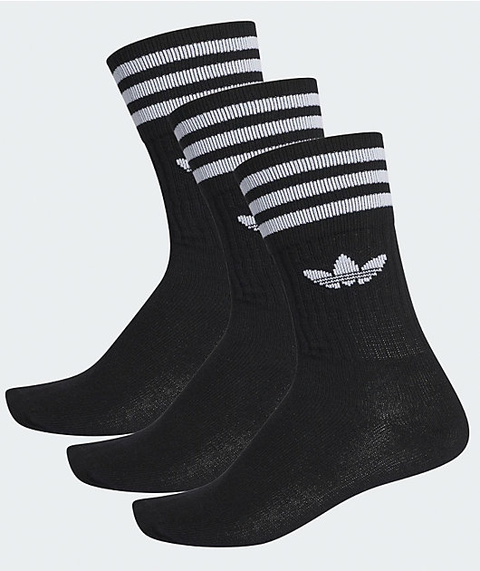 adidas Solid Black 3 Pack Crew Socks