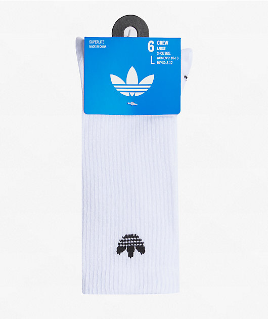 adidas Superlite 6 Pack White Crew Socks