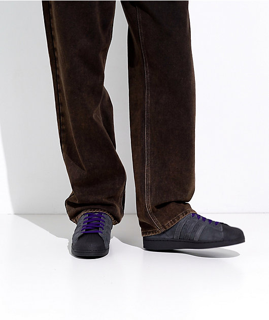 adidas Superstar ADV Carbon & Purple Skate Shoes | Zumiez