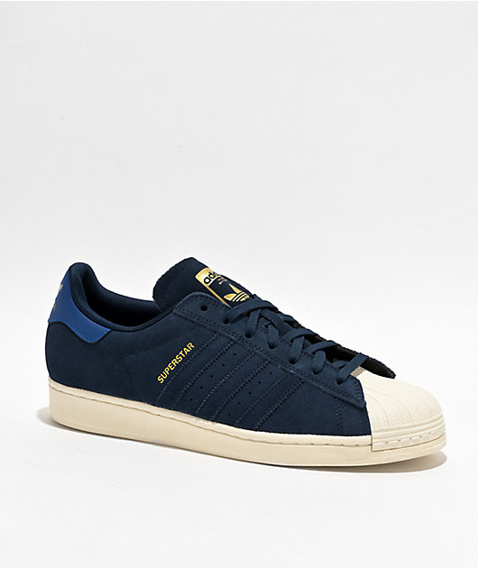 adidas Superstar Royal Blue, White & Gold Metallic Skate Shoes