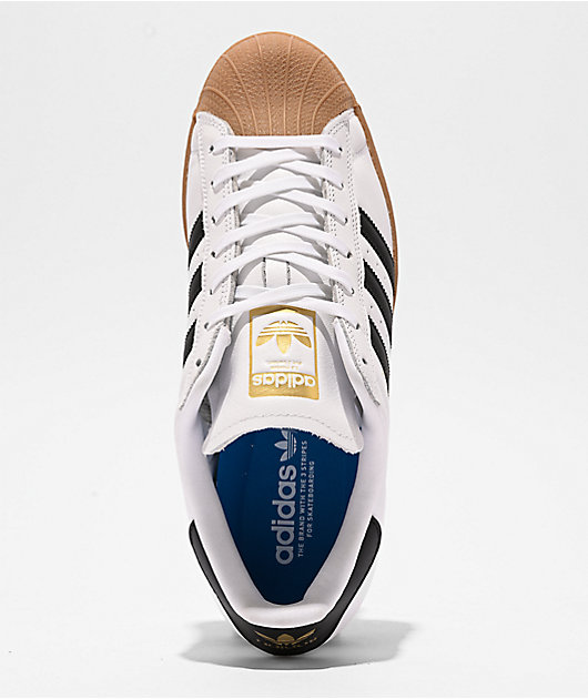 adidas Superstar ADV White, Black & Gum Skate Shoes | Zumiez