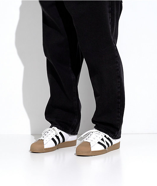 adidas Superstar ADV White, Black & Gum Skate Shoes | Zumiez