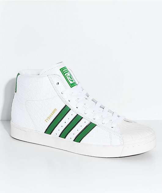 adidas Superstar Tyshawn Vulc Mid White \u0026 Green Shoes | Zumiez