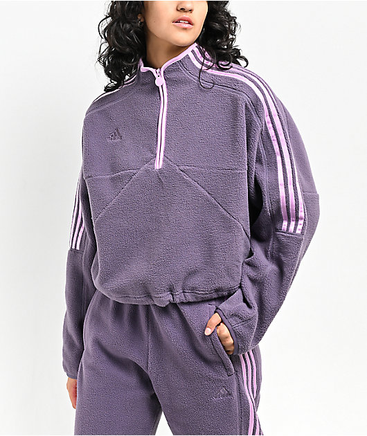 adidas Tiro Purple Half Zip Crop Fleece Sweatshirt