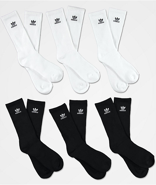 And Critical Elastic adidas Trefoil 6-Pack White & Black Crew Socks