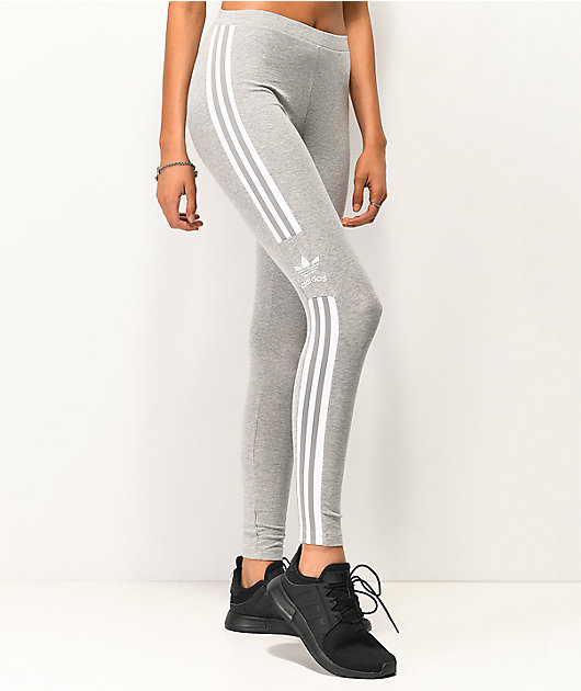 adidas grey three stripe leggings