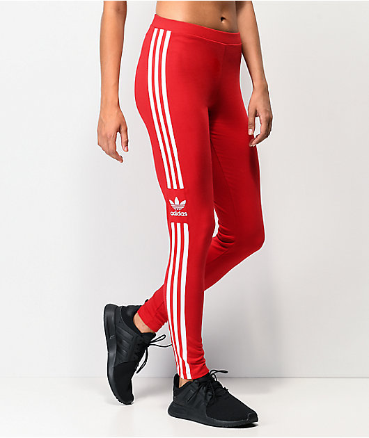 black adidas leggings with red stripes