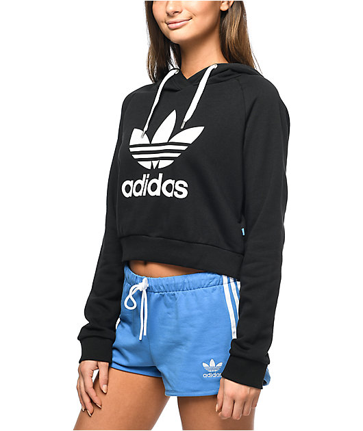 womens adidas trefoil cropped hoodie