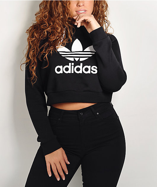 adidas crop top hoodie black