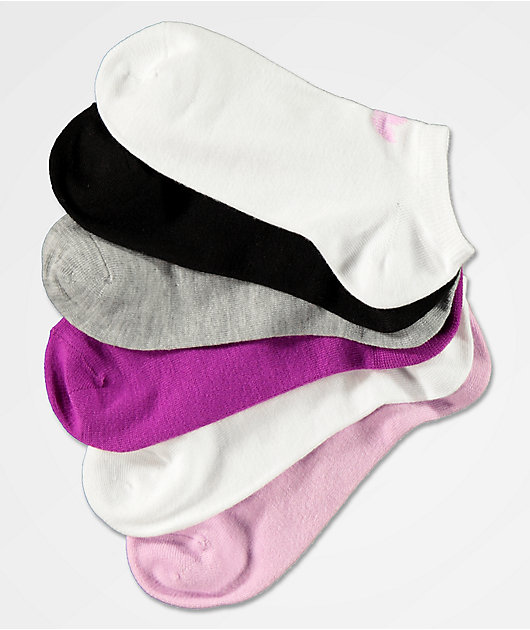 adidas Trefoil Purple & Pink 6 Pack No Show Socks
