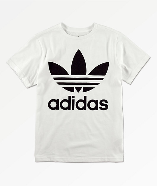 adidas Trefoil camiseta blanca y negra para niños | Zumiez