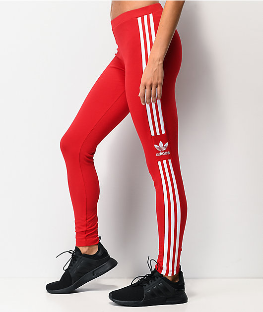 adidas Trefoil leggings escarlata de 3 rayas