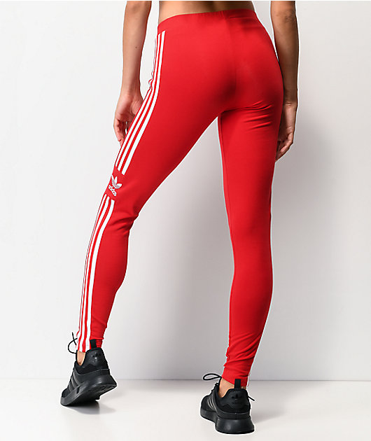 adidas Trefoil leggings escarlata de 3 rayas