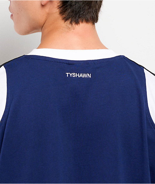 adidas Tyshawn Dark Blue & White T-Shirt | Zumiez