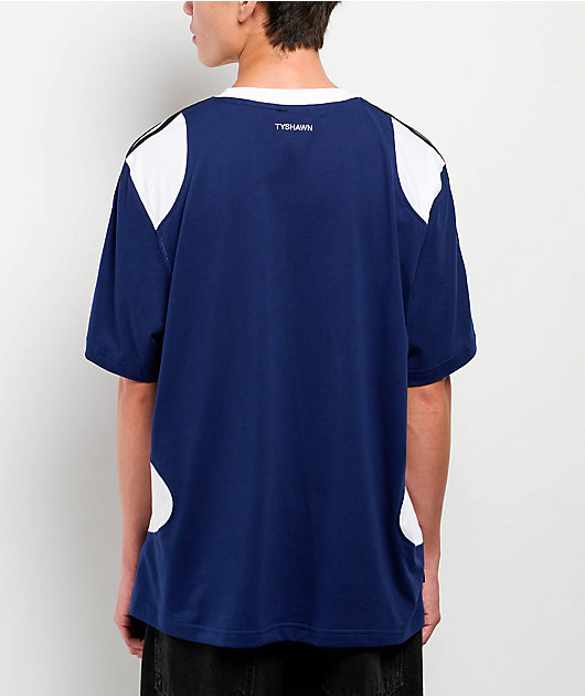 adidas Tyshawn Dark Blue & White T-Shirt | Zumiez
