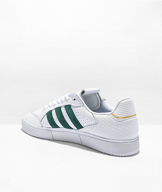 Adidas white best sale green shoes