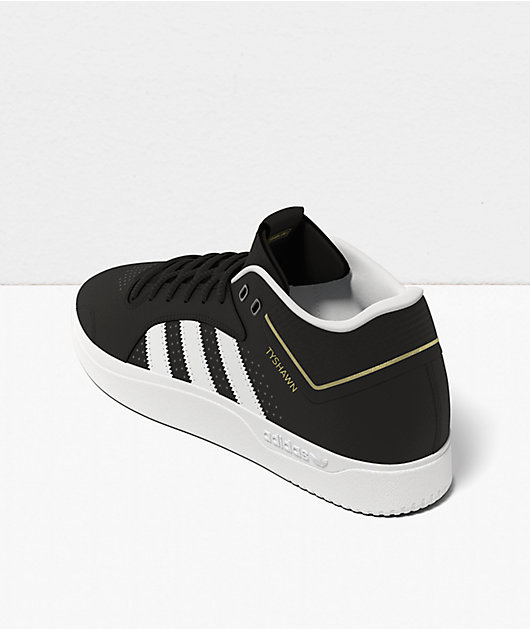 Adidas shoes black white and gold sale