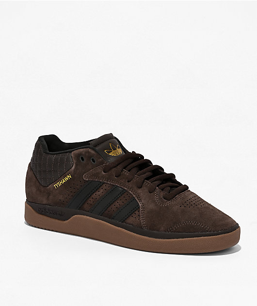 アクティブ adidas Tyshawn Mid Coffee, Carbon & Gum Skate Shoes | Zumiez