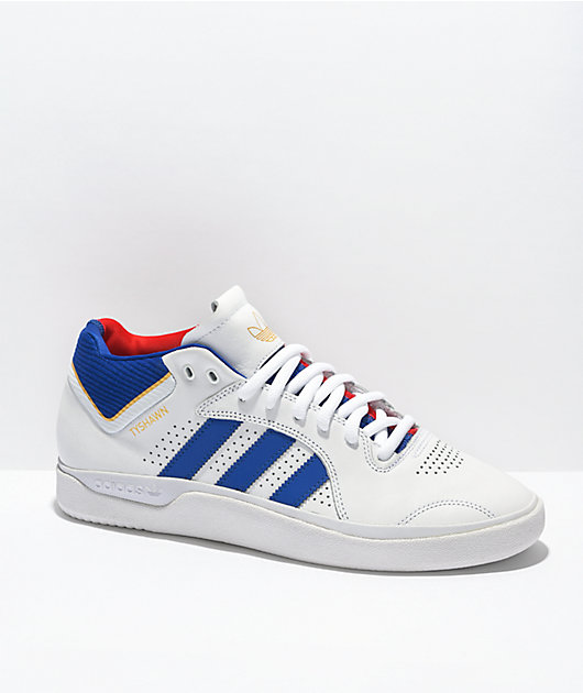 Adidas shoes white top red and blue