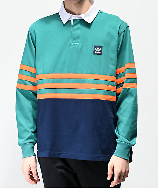 \u0026 Orange Long Sleeve Polo Shirt | Zumiez