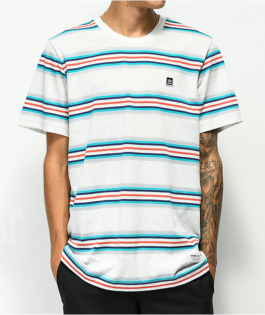 adidas Yarn Dye Grey Striped T-Shirt 