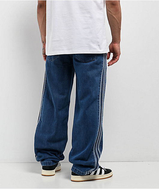 adidas adicolor Firebird Medium Blue Denim Jeans | Zumiez
