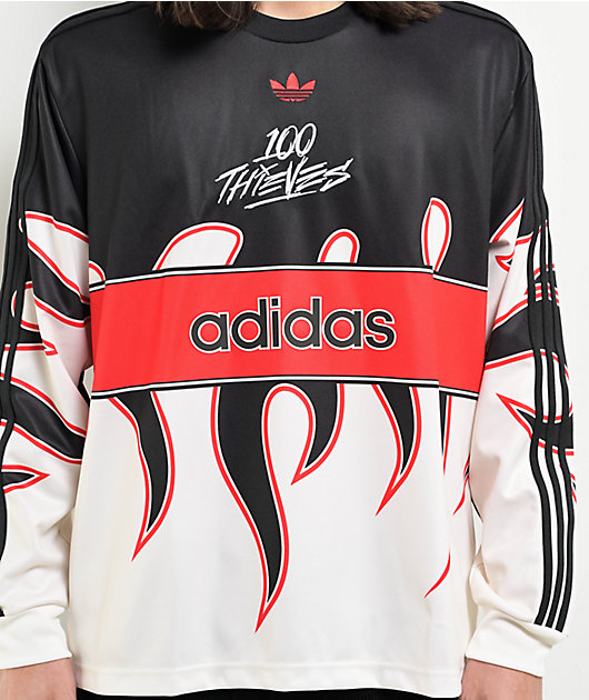 adidas black and white long sleeve top