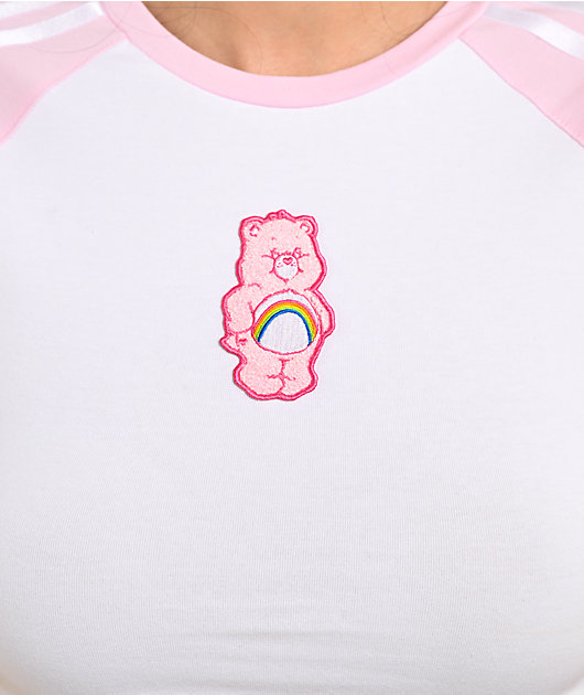 adidas x Care Bears Pink & White Ringer Crop T-Shirt