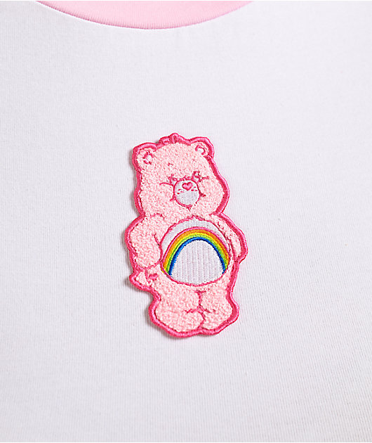 adidas x Care Bears Pink & White Ringer Crop T-Shirt