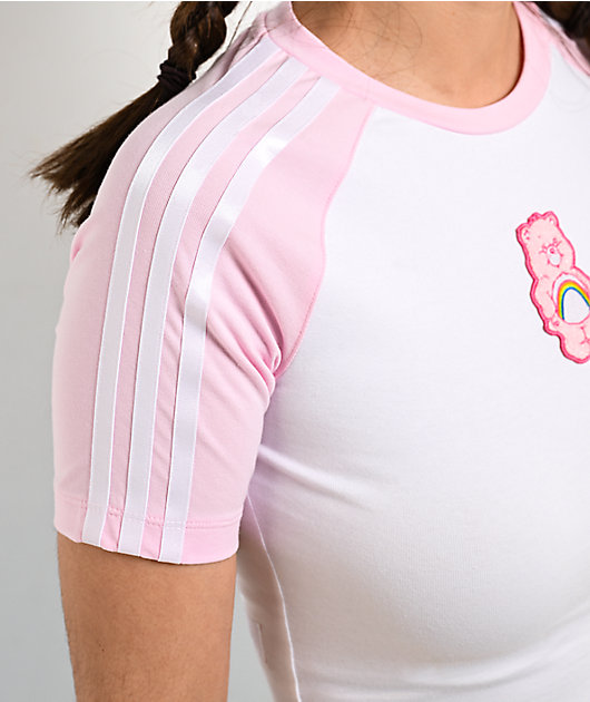 adidas x Care Bears Pink & White Ringer Crop T-Shirt