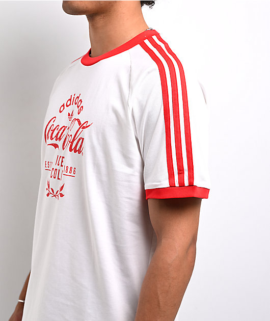 adidas x Coca-Cola Classic Sport Cali Cream & Red Ringer T-Shirt