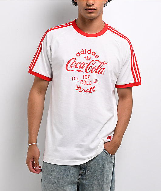 adidas x Coca-Cola Classic Sport Cali Cream & Red Ringer T-Shirt