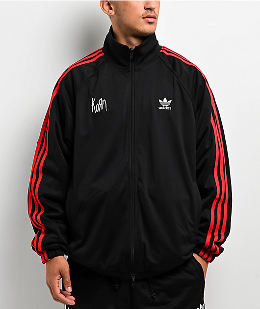 adidas x Korn リバーシブルトラックジャケット M adidas x Korn Reversible Black, Red & Purple Track Jacket | Zumiez