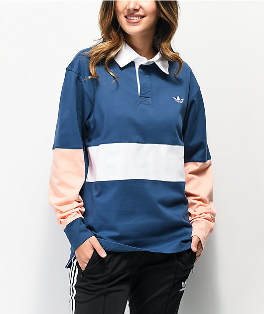 navy blue and pink polo shirt