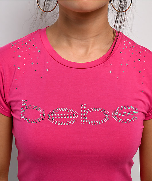 bebe Stars Rhinestone Pink T-Shirt | Zumiez