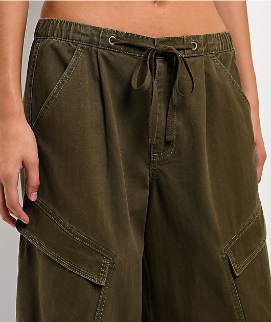 dELiA's Low Rise Olive Oversized Cargo Pants