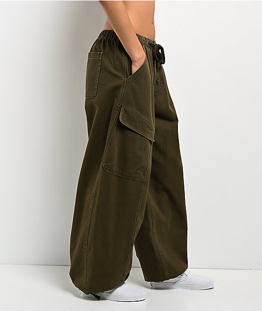 dELiA's Low Rise Olive Oversized Cargo Pants