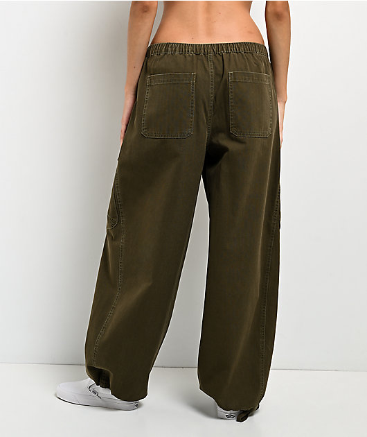dELiA's Low Rise Olive Oversized Cargo Pants