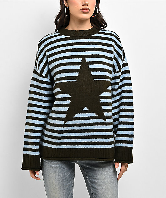 dELiA's Star Stripe Blue & Brown Oversized Sweater