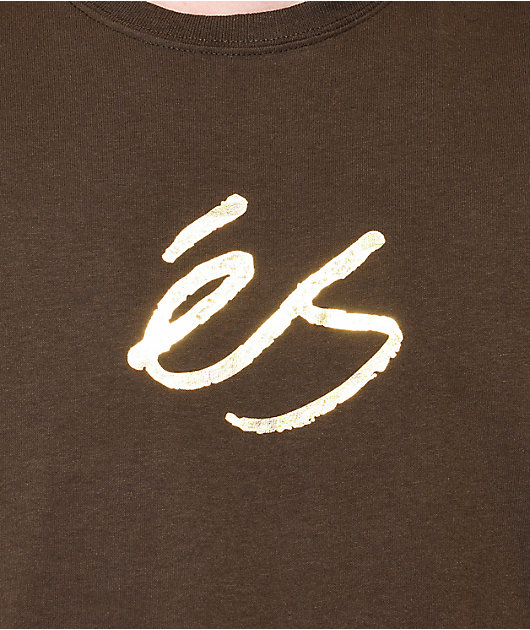 eS Foil Script Brown T-Shirt | Zumiez