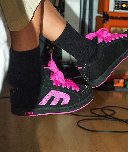 etnies Kingpin Black & Pink Skate Shoes | Zumiez